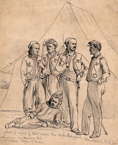 Sketch of a group of Collis' Zouaves--Gen. Banks bodyguard, now attached to Col. Geary command, near Manassas Gap