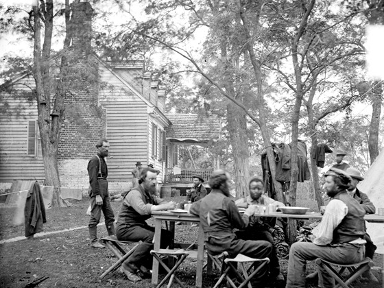 Follar House at Cumberland Landing, Virginia. Army of the Potomac Secret Service Men.