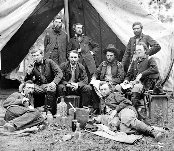 The Peninsula, Va. The staff of Gen. Fitz-John Porter; Lts. William G. Jones and George A. Custer reclining