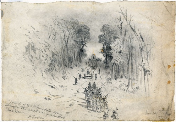 March of Genl. Fremont's army through the woods in pursuit of Jackson