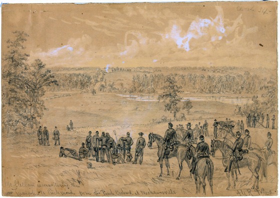 McClellan reconnoitering the Turnpike to Richmond from the Peach Orchard at Mechanicsville