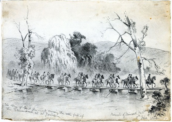 The army of General Fremont crossing the north fork of the Shenandoah at Mt. Jackson--Pursuit of Stonewall Jackson