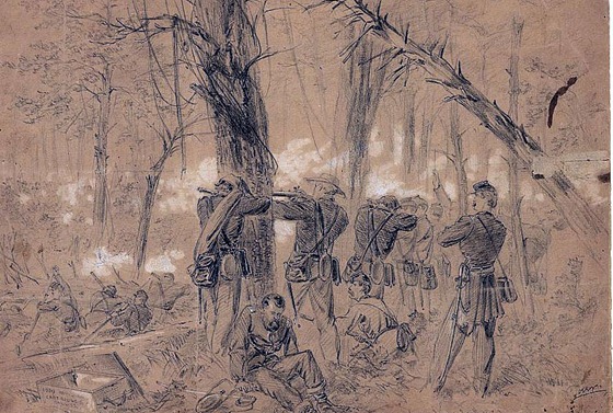 fighting in the woods Kearneys divison repulsing the enemy Monday June 30th 1862 - 21469v