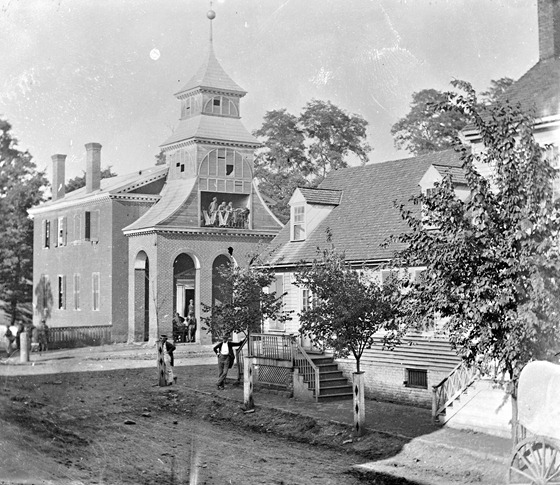 1862 August Culpeper Court House, Va. Court house, with a group of Confederates captured