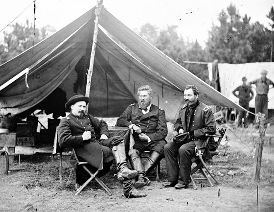 1862 August Harrison's Landing, Va. Col. Albert V. Colburn, Col. Delos B. Sacket, and Gen. John Sedgwick