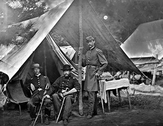 1862 August Harrison's Landing, Virginia. Maj. Myers, Lts. Stryker and Norton.