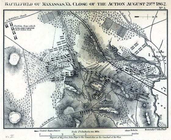 Battlefield of Manassas, Va. close of the action August 29th, 1862