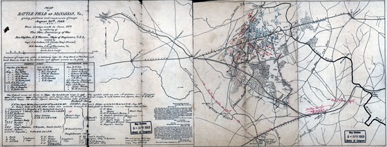 Map of battle-field of Manassas, Va., giving positions and movements of troops, August 30th, 1862