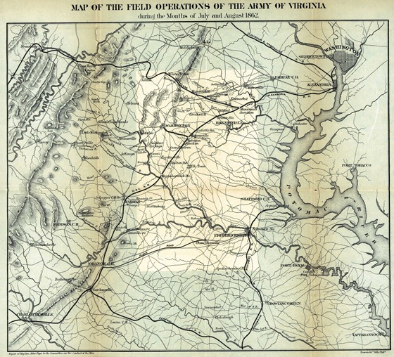 Map of the field operations of the Army of Virginia during the months of July and August 1862
