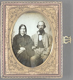 Unidentified soldier in Confederate uniform and his wife, Sarah A. Dasher