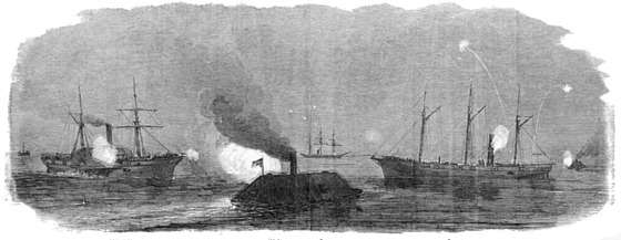 The War in South Carolina. The Rebel Rams from Charleston Harbor Attacking the Federal Squadron, January 31.