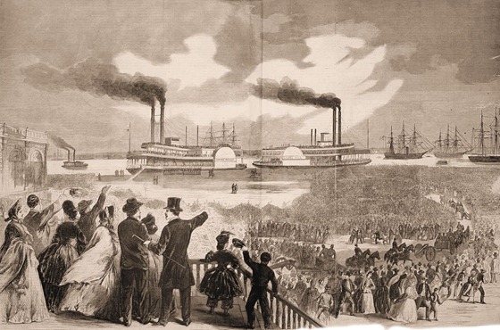 Scene on the Levee at New Orleans on the Departure of the Paroled Rebel Prisoners, February 20, 1863 