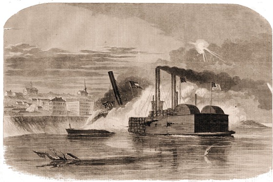 The Federal Ram, Queen of the West, Attacking the Rebel Gun-Boat ,Vicksburg, Off Vicksburg