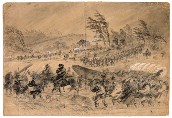 Winter Campaigning. The Army of the Potomac on the move. Sketched near Falmouth--Jan