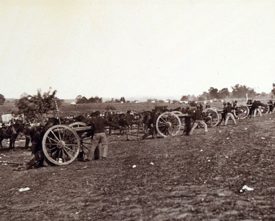 Battery D, Fifth U.S. artillery in action, Fredericksburg, VA.