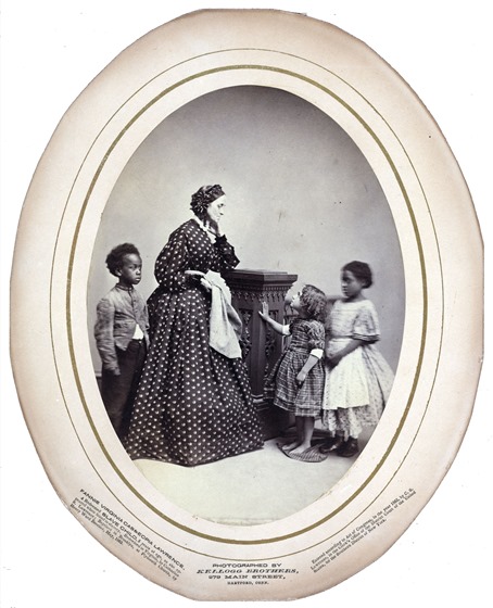 Fannie Virginia Casseopia Lawrence, a redeemed slave child, five years of age as she appeared when found in slavery
