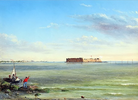 Forts Sumter & Johnson, March 15, 1864 - by Conrad Wise Chapman
