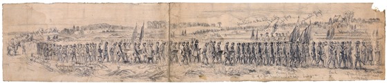 Procession for the execution of five deserters from the 118th Pennsylvania Volunteers, 1st Division, 5th Corps, Beverly Ford, Va
