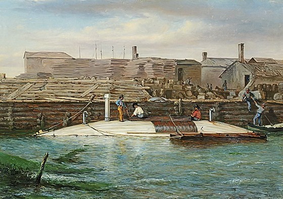 torpedo boat david at charleston dock, oct 25, 1863 by conrad wise chapman