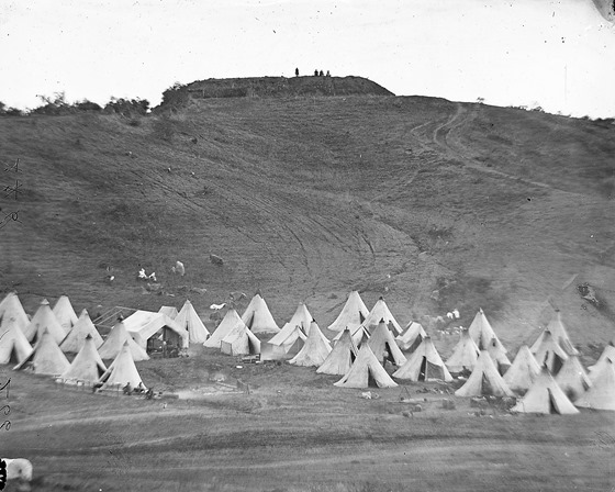 Camp and fort – Mathew Brady Photographs of Civil War-Era Personalities and Scenes; circa 1863; U. S. National Archives image. (No other information provided)