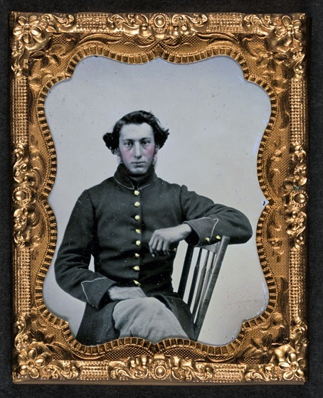 Unidentified soldier in Union frock coat in frame