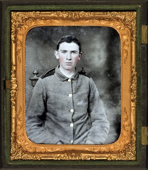Private W.T. Harbison of Company B, 11th North Carolina Infantry Regiment in photo case
