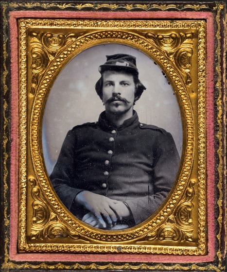 Unidentified soldier in Union uniform and forage cap -- framed