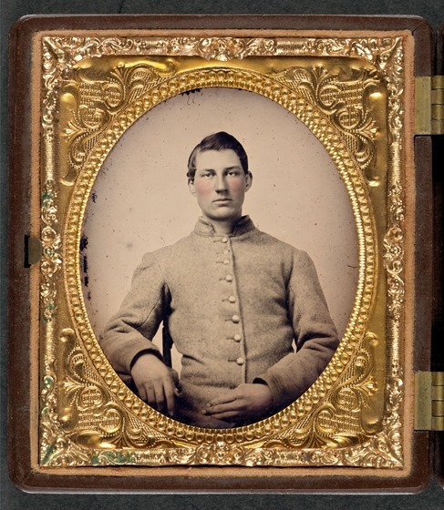Unidentified soldier in Confederate uniform__ in frame