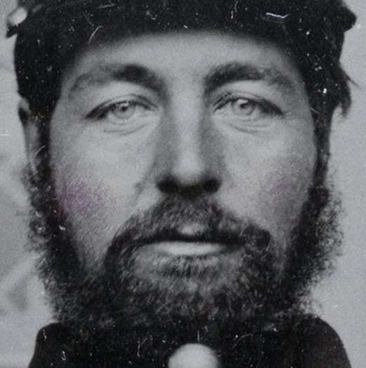 close-up crop -- Unidentified soldier in Union uniform with canteen