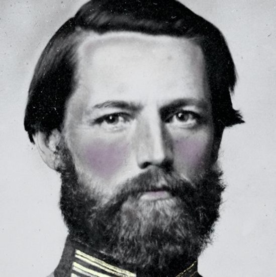 close-up crop of Captain William W. Cosby of H Company, 2nd Virginia Light Artillery Regiment in uniform